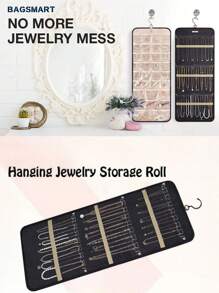 1 szt. Wisząca torba do przechowywania biżuterii, dwuwarstwowy organizer ścienny z haczykami, duża pojemność na kolczyki, naszyjniki, pierścionki, bransoletki, spinki do włosów, przechowywanie w szafie, zawieszka na drzwi, wystrój domu, wystrój sypialni, wystrój świąteczny, niezbędny element podróży, prezent na Halloween, prezent świąteczny, styl boho