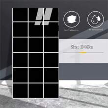 52 piezas de pegatinas de pared 3D de espuma de efecto mármol negro, autoadhesivas impermeables de vinilo, patrón de rejilla de plástico de aluminio grueso, adhesivos de pared lavables para renovación de tiendas, uso doméstico - decoración de baño, dormitorio, sala de estar