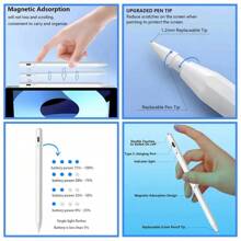 Bolígrafo digital compatible con iPad 9th 10th Gen, Apple Pencil 2nd Generation, carga rápida compatible con iPad Pro 11/12.9 3/4/5 Gen, iPad Mini 5/6, iPad 6/7/8, iPad Air 3/4/5, Apple Pen compatible con iPad 2018-2025