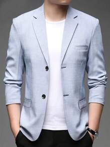 Chaqueta de traje azul claro para hombre, diseño minimalista y elegante, blazer formal casual de negocios