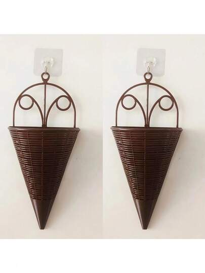 Kunststoff Wandblumentöpfe, dekorative künstliche Pflanze kegelförmige Vasen, unregelmäßig geformte Blumentöpfe aus Korbgeflecht, geeignet für Heimdekoration, Multifunktionalität und als Geschenke