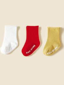 3 pares de calcetines antideslizantes para bebé, calcetines de caña alta de unicolor versátiles para niños de 1 a 3 años