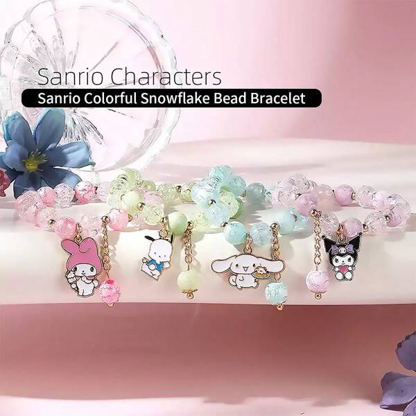 Sanrio Oficjalnie licencjonowana bransoletka Sanrio Cinnamoroll Snowflake Design, wyjątkowy prezent w stylu indie dla dziewczyny, siostry lub przyjaciółki