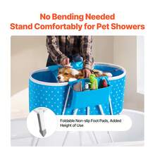 Portable Dog Bathtub, Elevated & Foldable Space-Saving Pet Shower Station With Efficient Drainage, Bathing Tub For Washing & Grooming Small And Medium Size Dogs And Cats Indoor & Outdoor, Light Blue - 淺藍色 - 查看 3