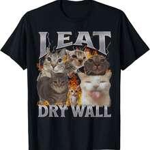 I Eat Drywall Funny Cat Meme Bootleg Graphic T-Shirt 100% Cotton - màu đen - Xem 1