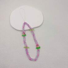 Stilvoller Bambus Tulpe Handyband mit Glasperlen - Traditionelles glückliches Accessoire mit grünen Perlen und Blumendekoration