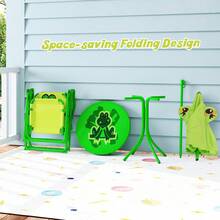 Lifezeal Kids Picnic Table & Chair Set With 2 Folding Chairs & Height Adjustable Umbrella - 綠色 - 查看 3