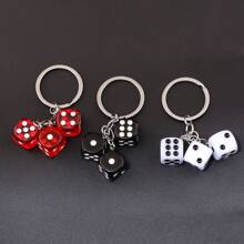 1 pieza Lindo dije de resina 3D con dados, llavero de dados 3D de resina, colgante de llavero de coche, joyería de mochila para hombres y mujeres, regalo