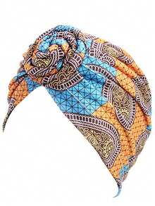 1pc Headwrap, Twisted Headscarf, Turban Hat, Flower Design Cap, Bandana Hat - Multicolor - View 5