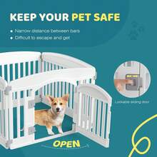 Dog Playpen 4 Panel 24" Plastic Exercise Pen With Door Small Puppy/Medium Dogs Animal Pet For Outdoor, Garden, Yard, RV Camping,White - White - View 3
