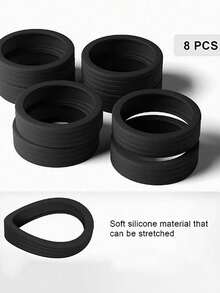 8pcs Wheel Protection Cover, Office Seat Wheel Protection Cover, Trunk Wheel Silicone Protection Covernoise Reduction Trunk Caster Protection Cover - Black - View 4