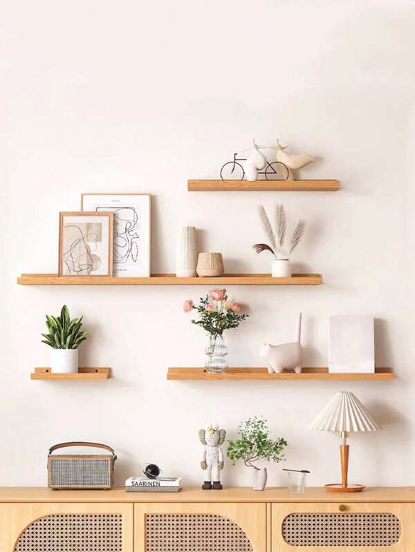 رف خشبي معلق على الجدار، رف عرض تخزيني لخلفية جدار التلفزيون قطعة واحدة