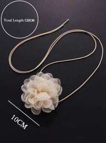 1pc Retro 3D Flower Choker Fabric Floral Tie Necklace, Minimalist French Flower Necklace