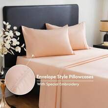 MCO Breathable Bed Sheets Set - Rayon Derived From Bamboo Sheets - Cool Bedding Set With 16" Deep Pocket (4 Pcs, King, Peach Pink) - 蜜桃粉01 - 查看 2