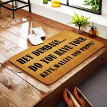 Fun Rubber Doormats - "Hey Fool, Do You Have Your Keys? Wallet? Cell Phone?" - Non-Slip Outdoor Entrance Floor Mats For Front Porch Decor, Durable, Foyer Decor | Bold Text Doormats | Non-Slip Backing, Outdoor Doormats