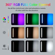 Lampe vidéo 360° RGB Baguette d'éclairage de photographie Lampe LED colorée pour fête Remplissage de lumière portable Éclair Speedlight pour diffusion en direct Prise de photo Maquillage