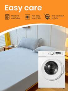 1pc Waterproof Bed Sheet, Bedding, Fitted Sheet, Solid Color Mattress Cover, Soft And Comfortable Bedding For Bedroom, Skin-Friendly Bed Cover, All Seasons, Fits For All Size Beds - Twin, Full, Queen, King, Dustproof Bedspread, Dustproof Non-Slip, Pillow And Pillowcase Not Included, Independence Day,Home Textile, Bedding Gifts, Machine Washable