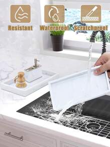 2 Packungen weiße Marmor Silikon Badezimmer Waschtisch Schmuckablage Rechteckig Set, bruchsichere flexible Badezimmer Ablage für Ketten, Schmuck, Kerzen, Make-up, Parfüm, Schlüssel, Seifenspender, Aufbewahrung/Organisation für Damen, Reise-Essentials, Rückkehr in den Studentenwohnheim