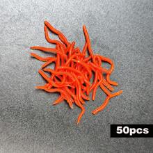 50/100/200/300 pièces d'appâts de pêche souples sous forme de vers - leurres en plastique en forme de grubs rouges avec un design réaliste de vers et une odeur attrayante pour les poissons