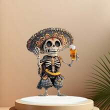1pcs2D Plane Skeleton Man Acrylic Halloween Party Desktop Decoration Ornament