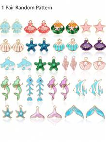 1/5/10/20 pares de encantos del océano para la fabricación de joyas, encantos marinos con temas de playa, surtido de esmalte con animales marinos, estrellas de mar, conchas marinas, colgantes de encanto marinos para collares, aretes, pulseras y manualidades