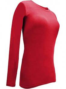 Women's Under Scrub Tee Crew Neck Long Sleeve-Shirt - 紅色 - 查看 4