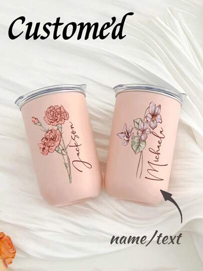 Personalized Birth Flower Tumbler, Personalized Birth Flower Coffee Cup With Name, Bridesmaid Proposal, Party Favor, Birthday, Gifts For Her