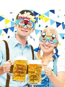 8pcs Hawaiian Luau Party Glasses Hawaiian Fun Glasses Paper Glasses Frames Oktoberfest Party Cocktail Party Makeup Glasses Decoration, Tropical Masquerade Costume Props, Munich Oktoberfest Photo Props, Paper Glasses Photo Booth Decoration Suitable For Summer Parties, Beach Theme Occasions, Party Gifts