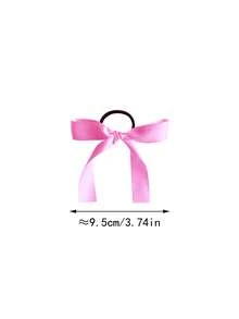 8pcs/Set Multi-Functional Pink Satin Ribbon Hair Accessories Bow Hair Ties Simple Elegant Hair Accessories New Korean Ponytail Hair Bands Exquisite Hair Decorations - Hot Pink - View 2