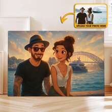 Custom Cartoon Couple Canvas Print, Personalized Photo To Canvas Art, Unique Anniversary Gift For Couples, Wedding Gift, Handmade Portrait Art - Upload Photos And Have Them Processed By Professional Designers,Graphic Print,Warm Ambience, Autumn Home Refresh, Scandinavian Cozy Home, Warm Ambience,Home Harmony - As Shown - View 8