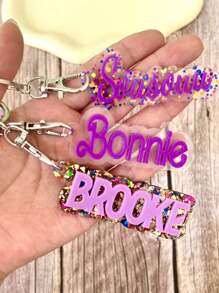[Customized] 1 Piece Custom Name Tag Acrylic Letter Key Chain, Stylish Two-Color Name Key Chain, Unisex Graduation Gift (6 Styles), Durable, Engraved, Stainless Steel, Colorful, Cute, Funny, Y2K, Fashionable, Unisex, Casual, Customized, Personalized, Unique, His Ideal Gift, She, Boyfriend, Girlfriend, Family, Friends, Ideal Gift For Travel Accessories.