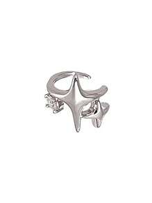 1 pièce Boucle d'oreille clip en zirconium en forme d'étoile à quatre branches, boucle d'oreille de niche unique et charismatique pour les oreilles non percées, minuscule étoile en strass brassard pour l'oreille