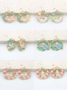 4pcs Butterfly, Floral Wreath, Bird, Lake Blue Rabbit DIY Fashion Jewelry Pendant Accessories For Daily Wear