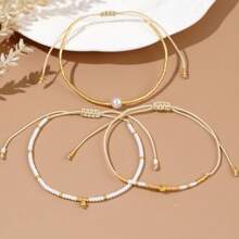 3 Stück/Set Damen Boho Stil Perlenarmband, modisch & vielseitig, geeignet für den täglichen Gebrauch und Urlaub, tolles Geschenk für schöne Damen