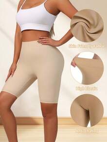 Set de 3 pantalones cortos de mujer sin costuras, suaves y cómodos, de unicolor, versátiles para todas las estaciones - Multicolor - Ver 2