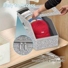 1/2-Piece Stackable Baseball Cap Organizer, Multi-Functional Storage Artifact, Maximum Capacity 24, Closet Specific, Unisex Durable Gray Box With Cardboard Lining - Grey - View 5