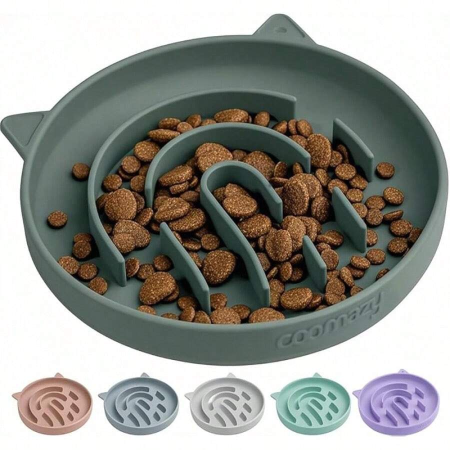 Coomazy Large Silicone Slow Feeder Dog Bowls, Interactive Puzzle Toy Pets Food Training, Keeps Dogs Busy, Prevents Puppy Overeating (Dark Green, Large: 3.2Cup) - 墨綠色 - 查看 1