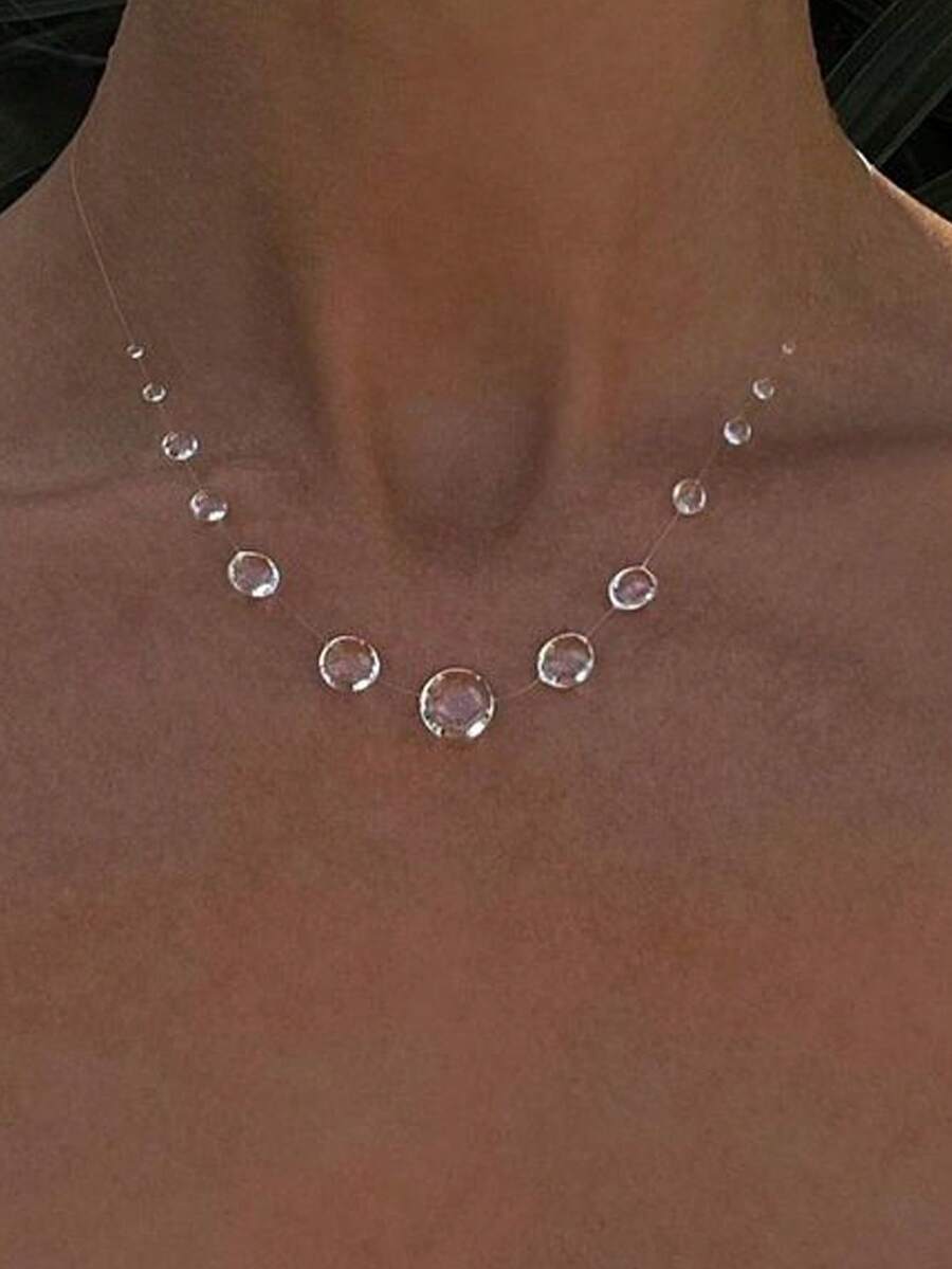 1pc Fashionable Minimalist Simulated Waterdrop Pearl Necklace, Suitable For Women In Any Occasion - Clear - View 1