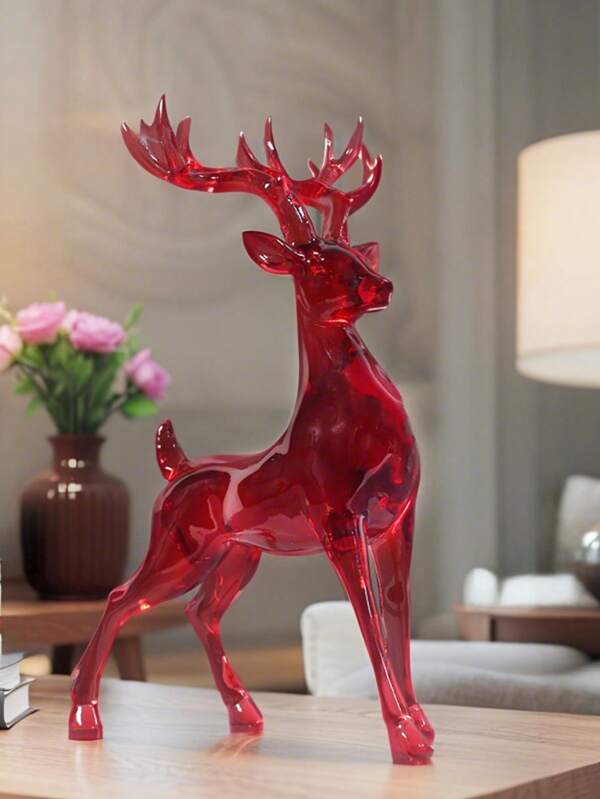 4 Pieces Creative Resin Craft Transparent Deer Figurines, Home Decor For Living Room, Entryway, TV Stand, Tabletop