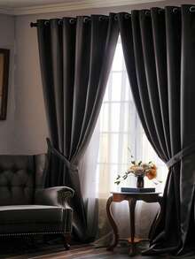 1 件纯色美式风格遮光窗帘现代简约遮光适用于卧室窗帘，卧室遮光窗帘，客厅窗帘