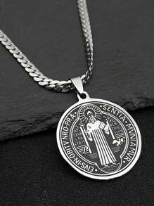 San Benito Exorcist Pendant Necklace For Women Men Stainless Steel Christian Saint Benedict Religious Amulet Chain Jewelry