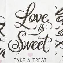 100 bolsas de tratamiento 'El amor es dulce' para boda, fiesta de compromiso, fiesta de novia (5 x 7.5 pulgadas)