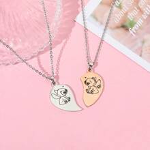 Set de 2 collares colgantes de acero inoxidable con diseño de dibujos animados adorables de Stitch, collar magnético de pareja adorable, adecuado como regalo para su pareja, regalo de pareja, regalo para ocasiones festivas