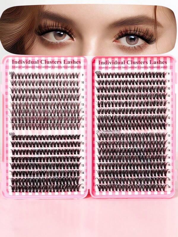30D/40D/50D Dense & Curly Eyelash Extension Kit, 32 Trays/640Pcs, 9-16mm Mixed Length, Waterproof Mink Lashes For DIY Application, Suitable For Daily Makeup Or Outdoor Events
