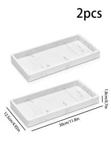 2 Packungen weiße Marmor Silikon Badezimmer Waschtisch Schmuckablage Rechteckig Set, bruchsichere flexible Badezimmer Ablage für Ketten, Schmuck, Kerzen, Make-up, Parfüm, Schlüssel, Seifenspender, Aufbewahrung/Organisation für Damen, Reise-Essentials, Rückkehr in den Studentenwohnheim