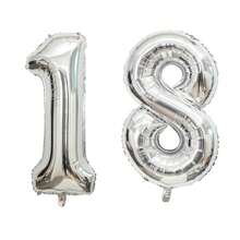 2pcs Large 40inch Silver Digital Aluminum Film Balloons, Big Number 0-9 Balloon, Birthday Party Anniversary Wedding Decorations - Silver - View 18