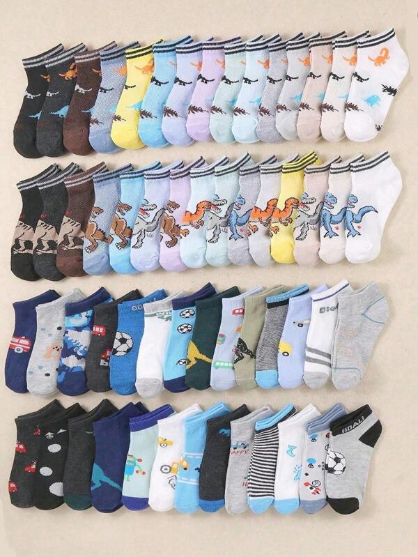 10 paires de chaussettes aléatoires pour dinosaure, voiture de football, bateau, convenant pour la vie quotidienne des garçons et des filles