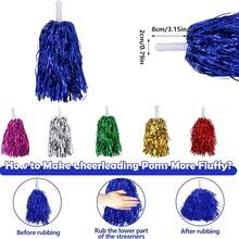 1 Pair Metal Foil Handle Cheerleading Pom Poms, Fluffy Shiny Cheerleading Pompoms With Handle For Sports Dance Party - Multicolor - View 3