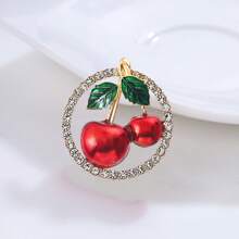 1 Stück elegante und niedliche Kirschfrucht Brosche aus Zinklegierung, Modeaccessoire für Sommer, Damen, für Rucksack, Hut, Schule Obst