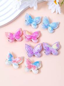 10pcs/Set Girls Colorful Shiny Cartoon Butterfly Hair Clips, Cute Princess Hair Accessories, Side Bangs Hair Clips, Suitable For Travel, Holiday And Daily Use